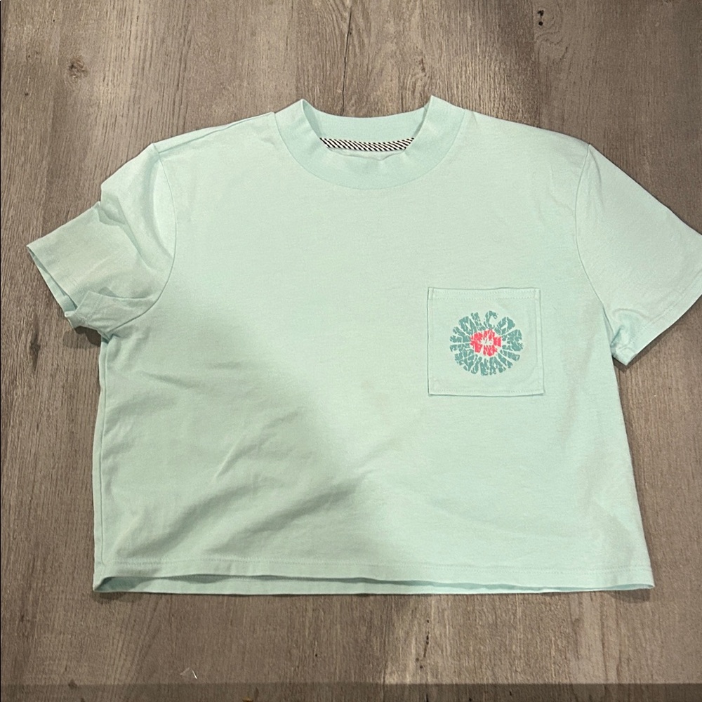 Volcom Light Blue T-Shirt with Striped Collar